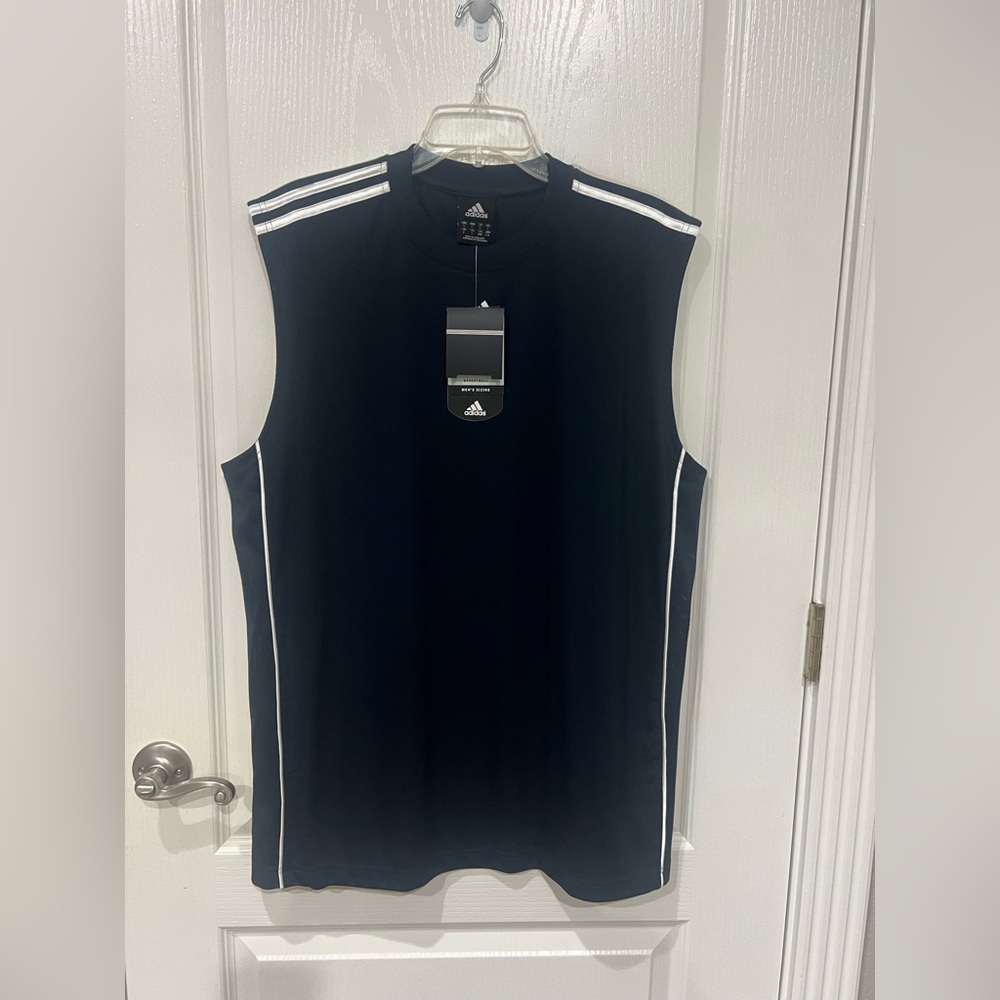 Adidas Men's Navy Tank Top with White Stripes (NWT!!!!)
